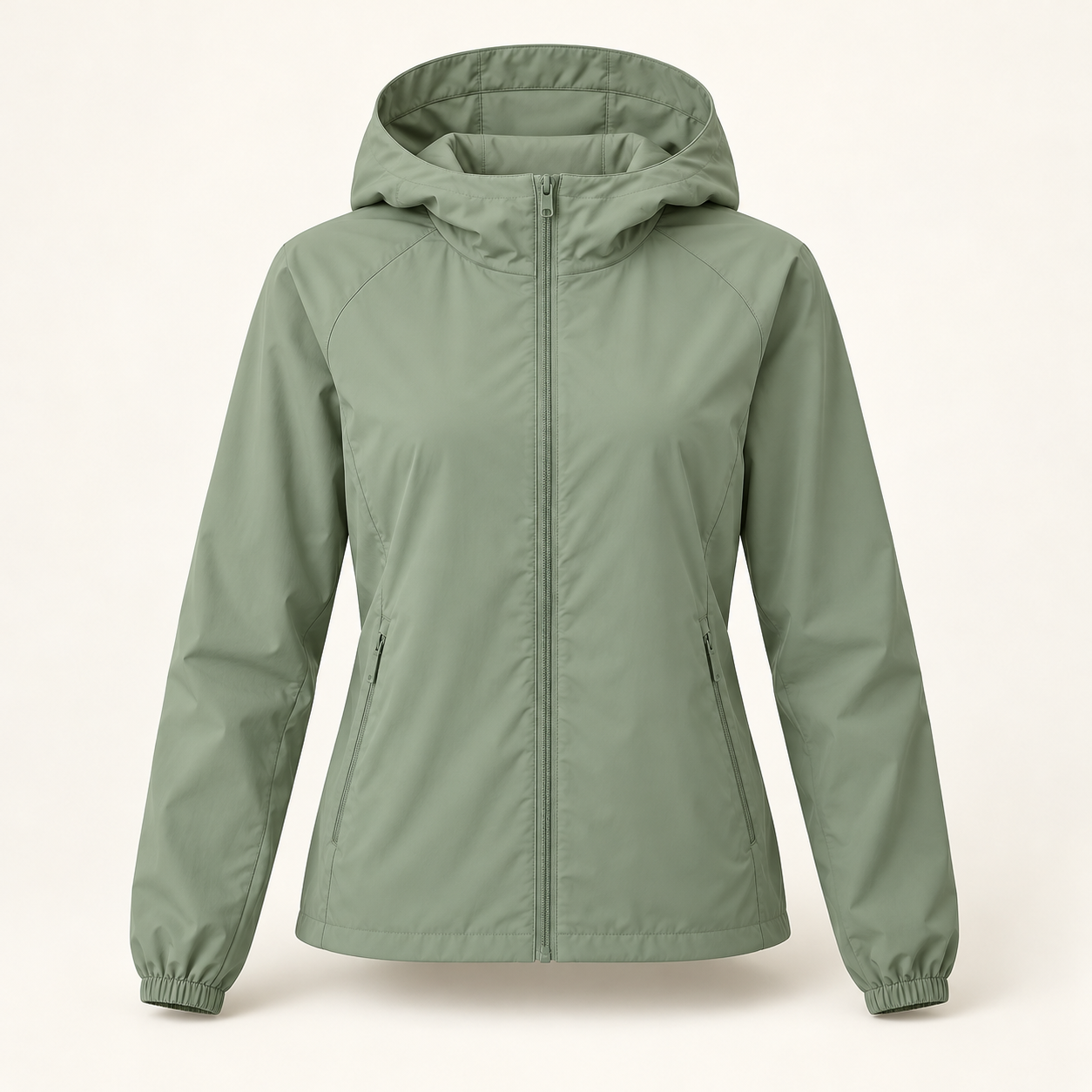 Meadow Hooded Jacket in Sage, front view