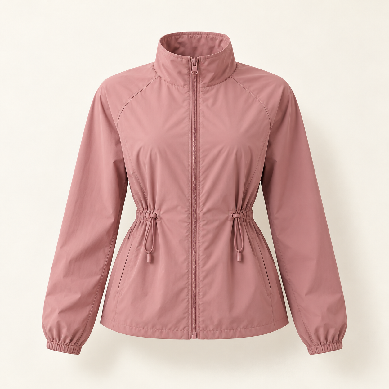 Petal Drawcord Jacket in Dusty Rose, front view